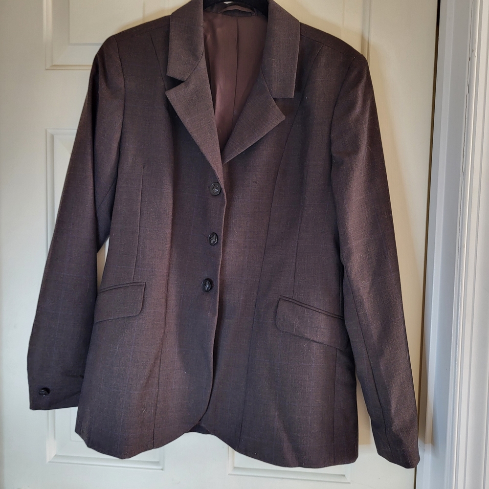 Girls' Brown Tailored Equestrian Wool Blazer